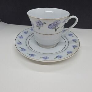 DaySpring Purple Lilac Flowers Cup and Saucer Psalm 126.3 Sloam Springs Arkansas